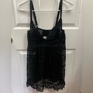 Adore Me Black Bodycon baby doll dress with matching thong